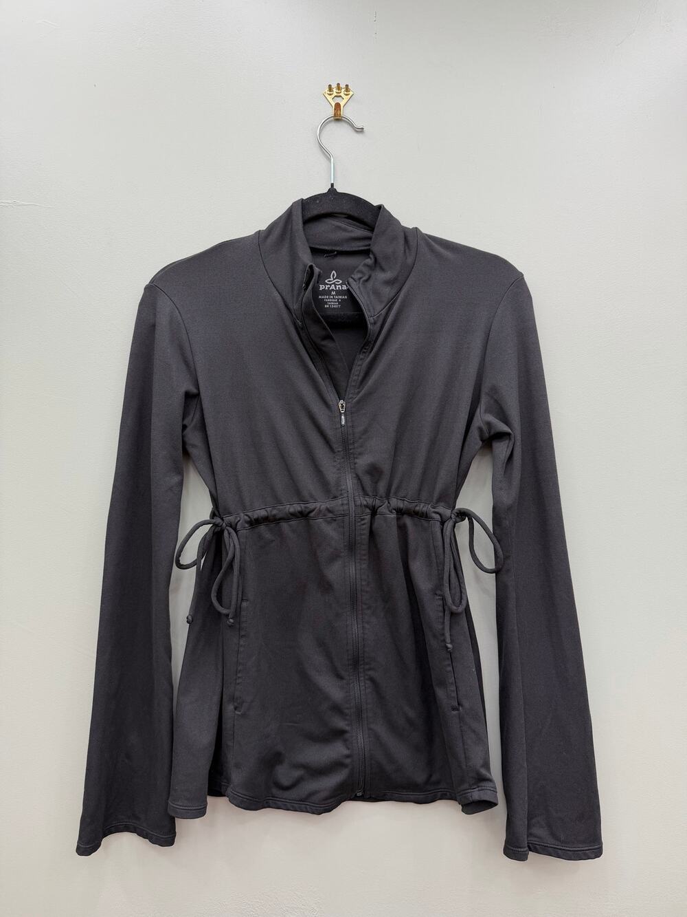 PrAna Black Cinch Waist Full Zip Performance Jacket Women's Medium Yoga Hiking